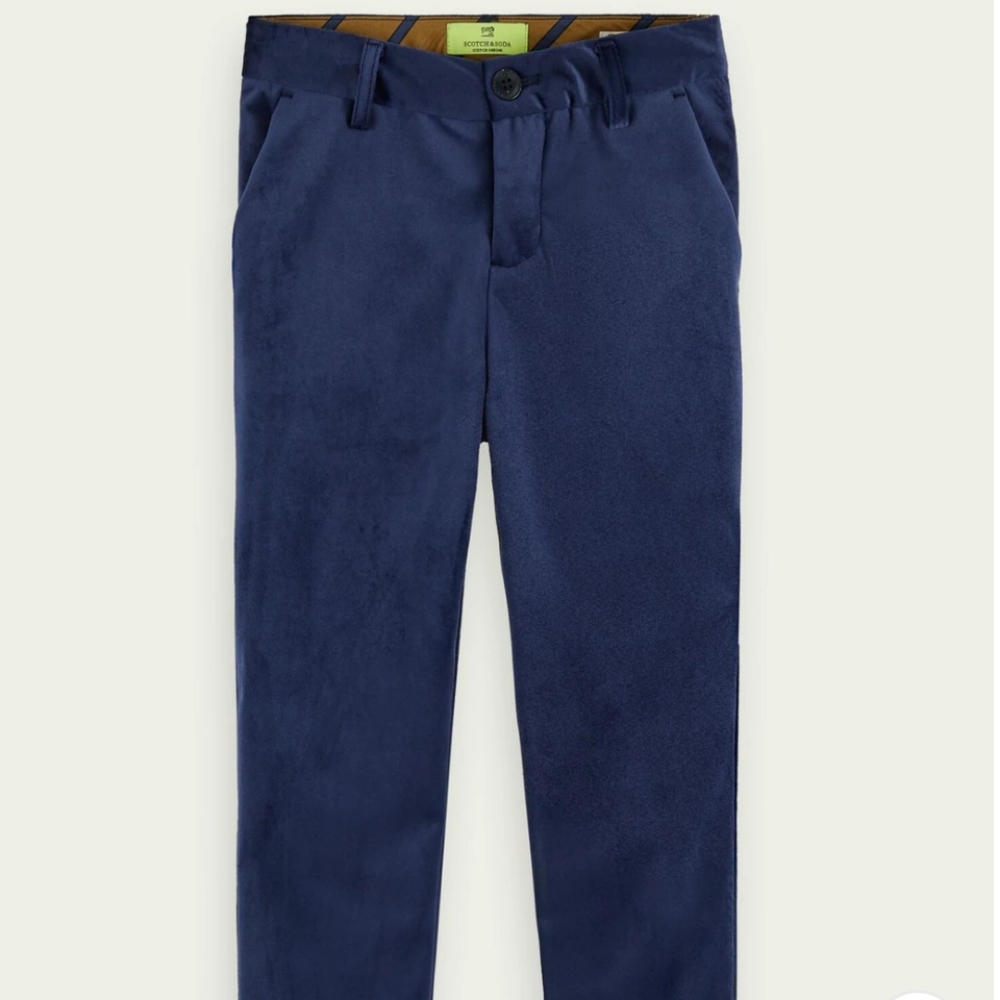 Scotch and Soda boys slim fit blue velvet pants